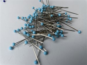 Glashoved knappenåle - 10 gram i æske, turkis